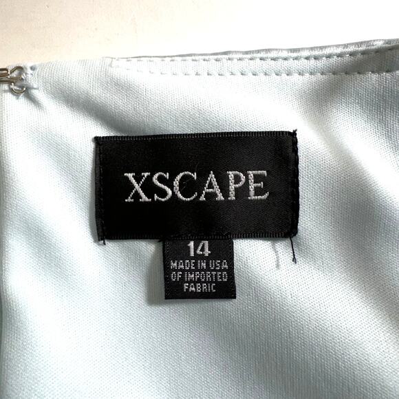 XSCAPE Women's Satin Midi Dress Asymmetrical Hem Light Blue Plus Size 14 Fairy - Picture 9 of 10